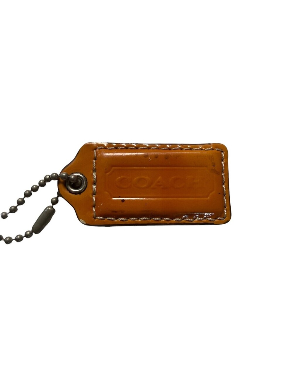 Coach Leather Hangtag - Orange Patent (2")